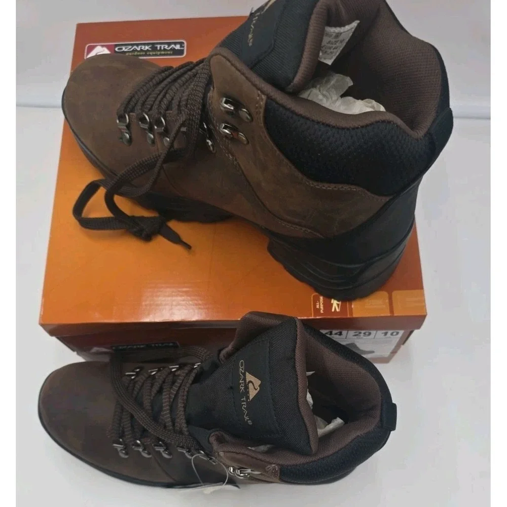 Mens Brown Leather Sneakers Size 10 W Ozark Trail Hiking Shoes NEW